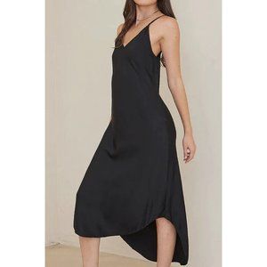 Bella Dahl Black Bias Cut Slip Dress L NWOT
